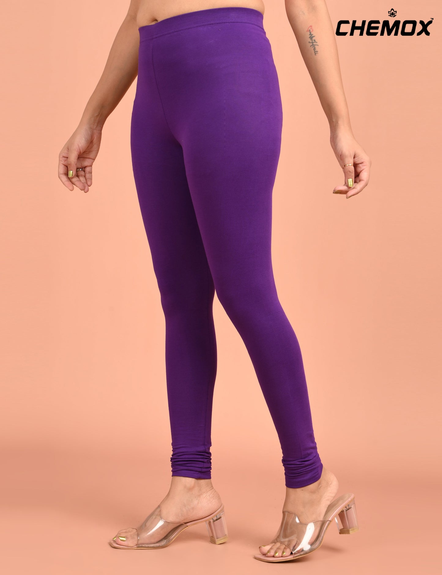 CHEMOX | 220 | Purple Cotton Lycra Ankle Length Legging 180gsm