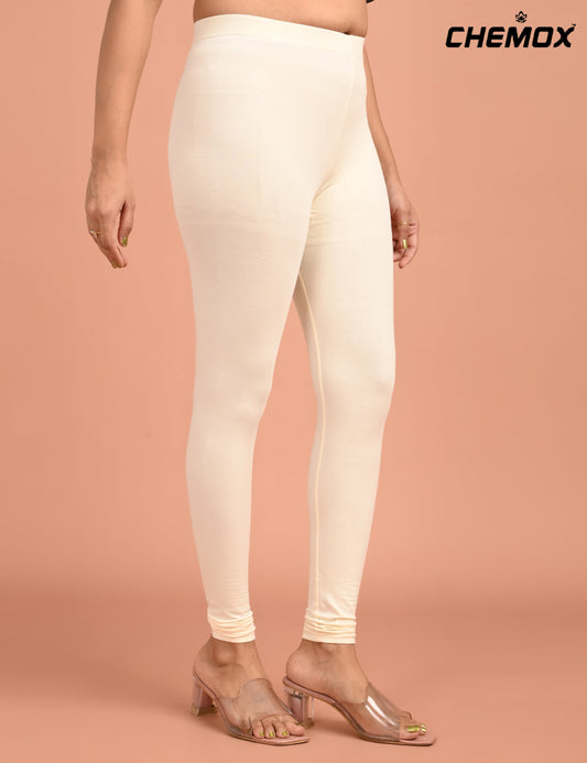 CHEMOX | 238 | Half White Cotton Lycra Ankle Length Legging 180gsm