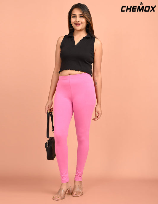 CHEMOX | 259 | Taffy Pink Cotton Lycra Ankle Length Legging 180gsm