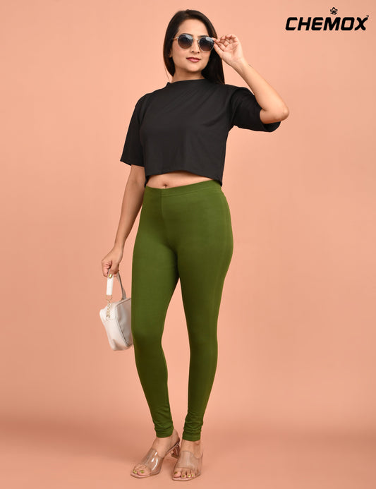 CHEMOX | 262 | Forest Green Cotton Lycra Ankle Length Legging 180gsm