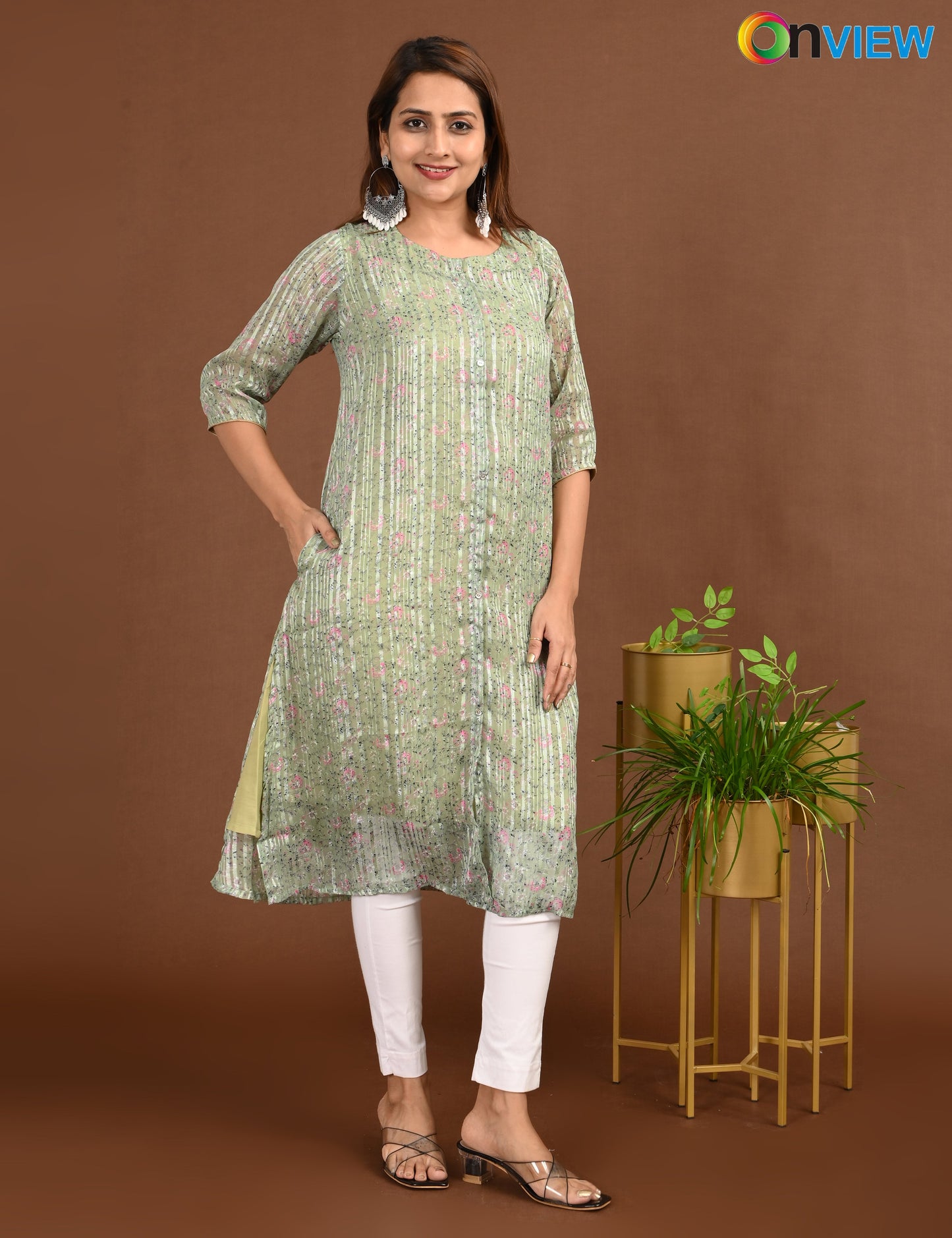 ONVIEW | SATIN A LINE SIDE OPEN WITH LINING | 1504