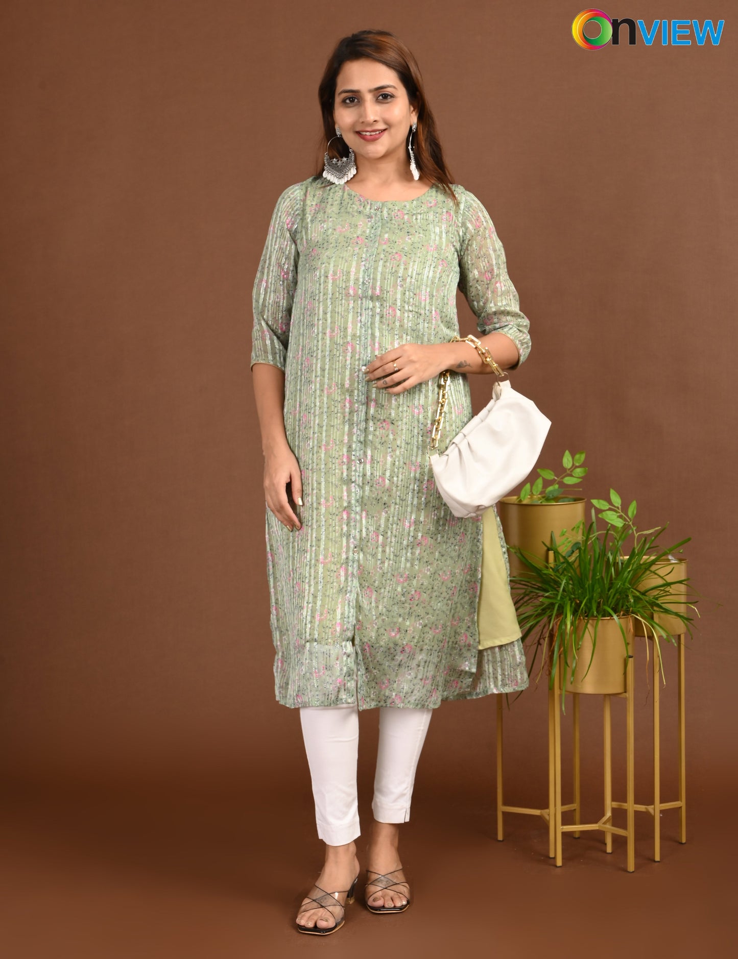 ONVIEW | SATIN A LINE SIDE OPEN WITH LINING | 1504