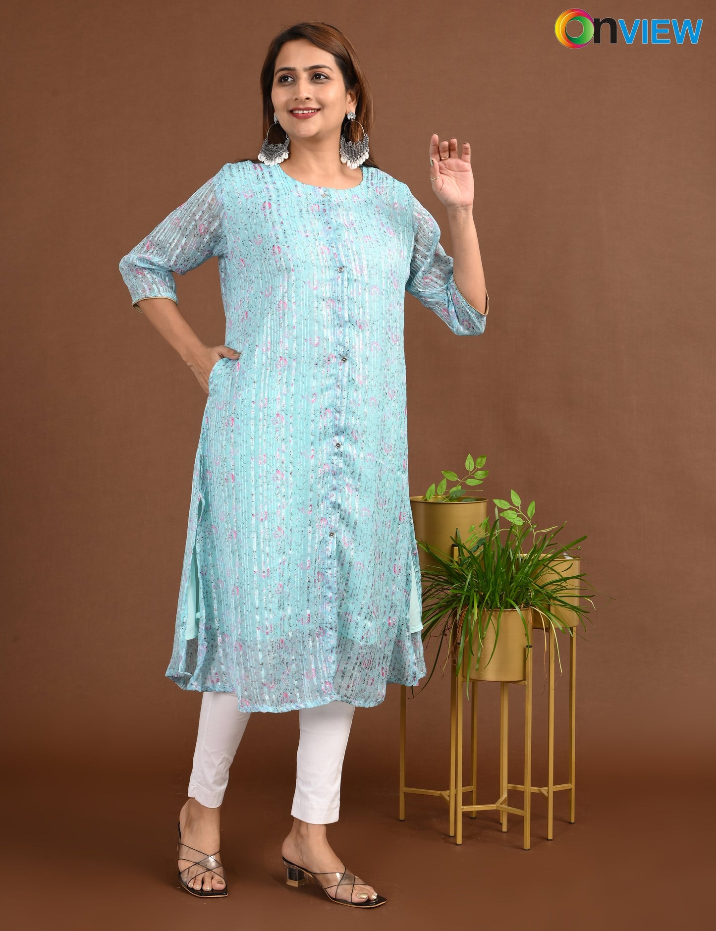 ONVIEW | SATIN A LINE SIDE OPEN WITH LINING | 1505