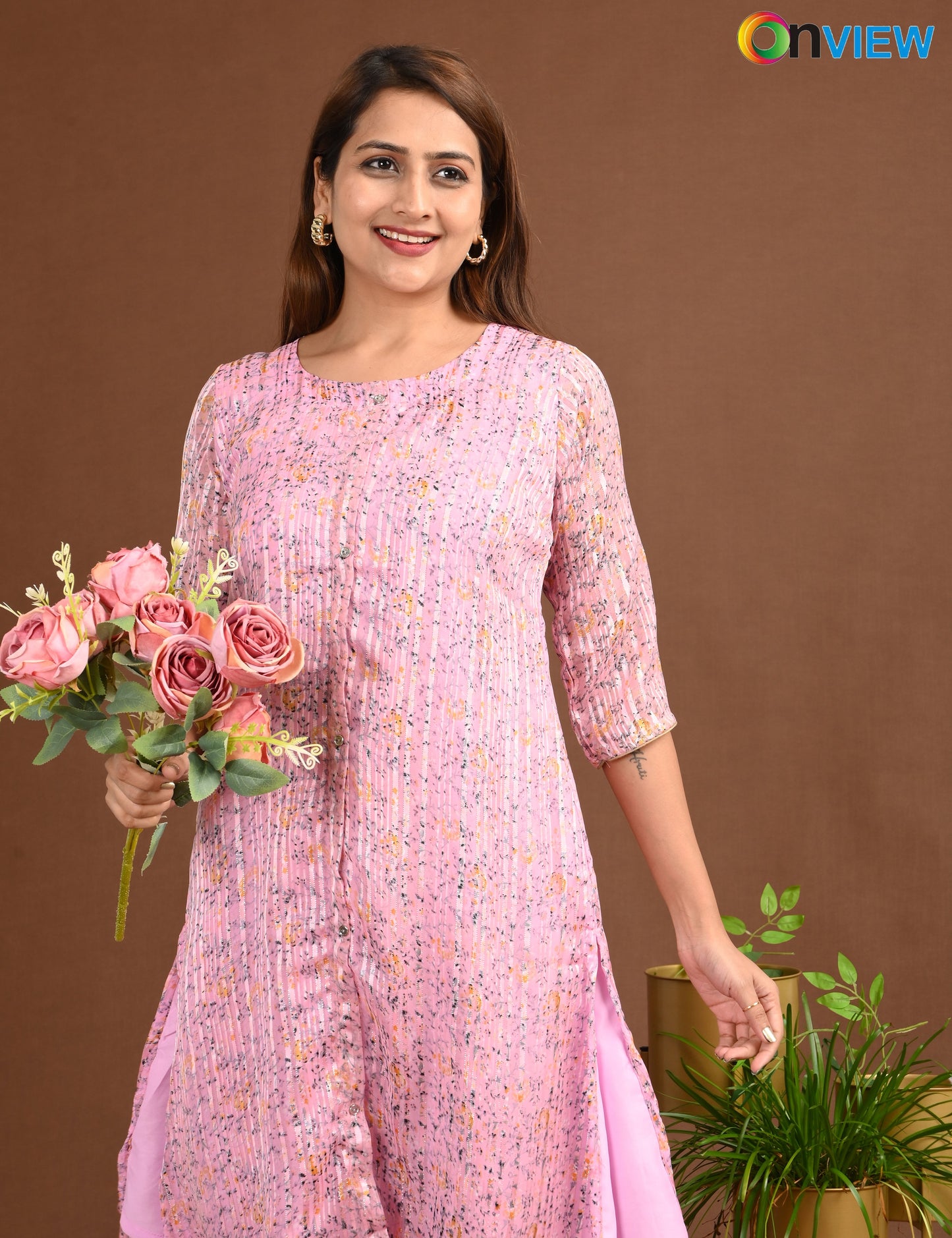 ONVIEW | SATIN A LINE SIDE OPEN WITH LINING | 1508