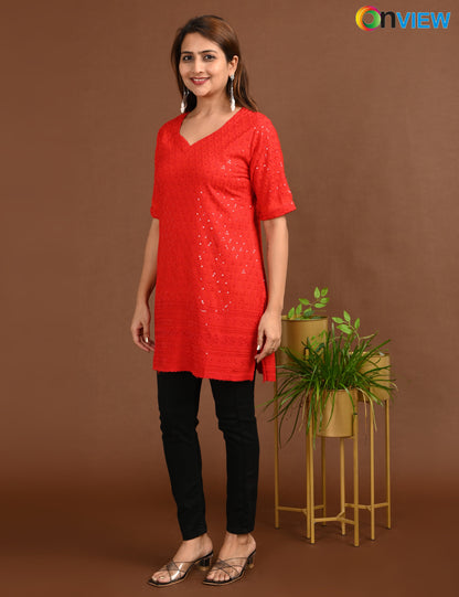 ONVIEW | 1665 | CHIKANKARI SHORT TOP