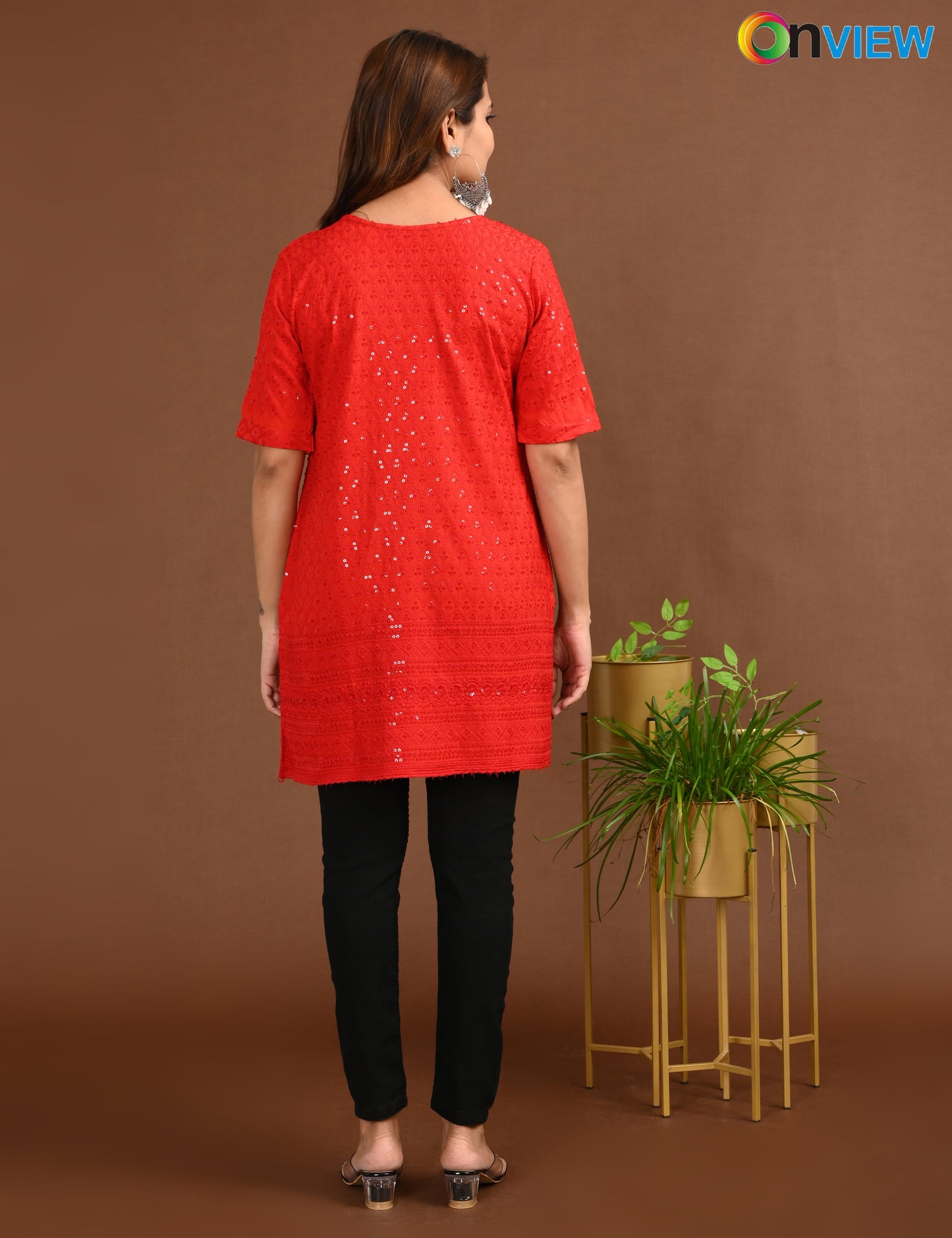 ONVIEW | 1665 | CHIKANKARI SHORT TOP