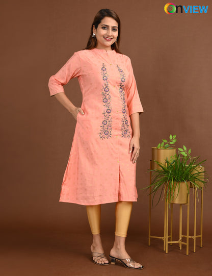 ONVIEW | 1672 | SILK A LINE SIDE OPEN WITH EMBROIDERY