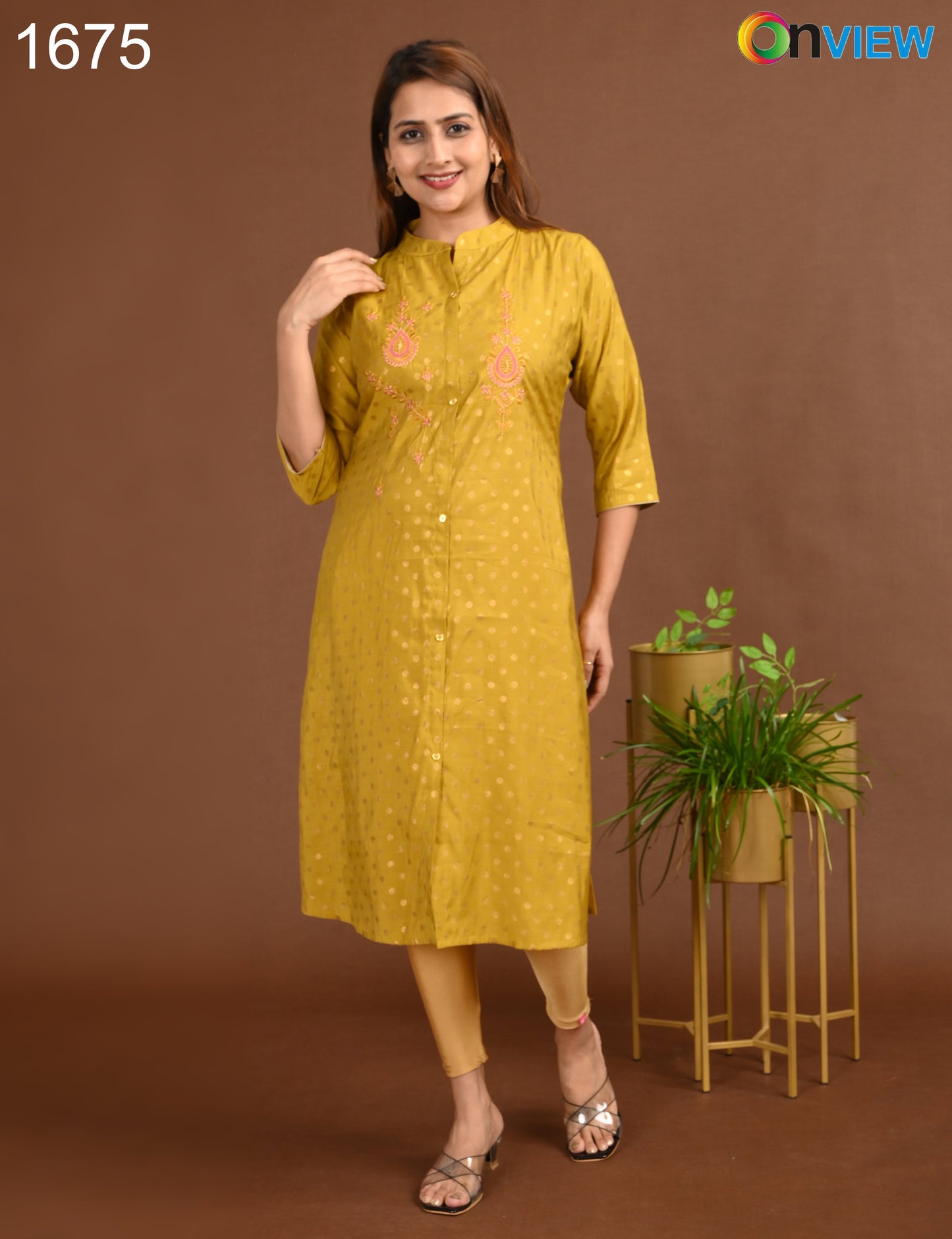 ONVIEW | 1675 | SILK A LINE SIDE OPEN WITH EMBROIDERY