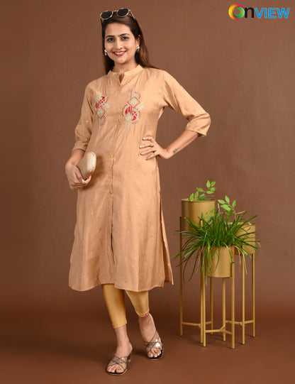 ONVIEW | 1678 | SILK A LINE SIDE OPEN WITH EMBROIDERY