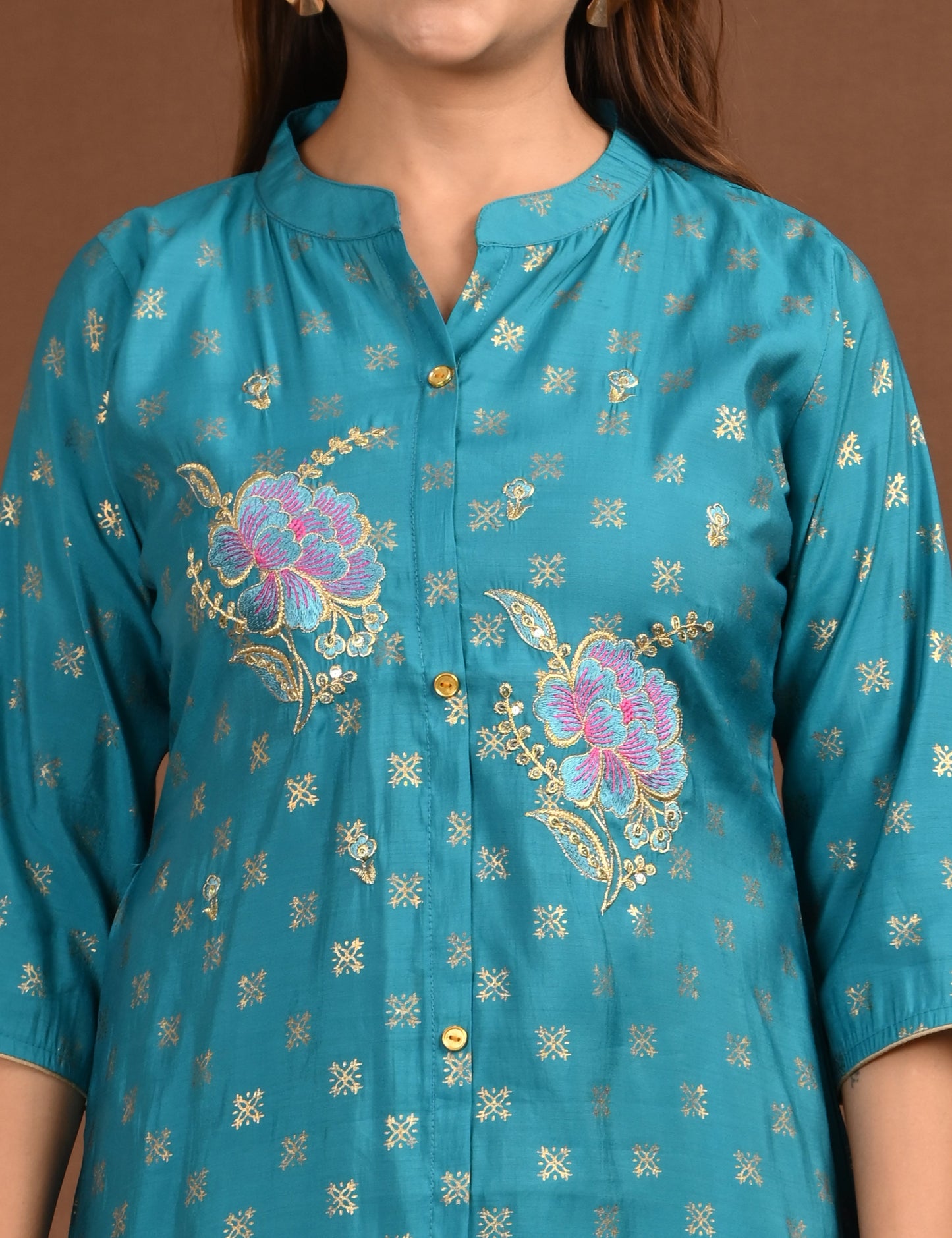 ONVIEW | 1679 | SILK A LINE SIDE OPEN WITH EMBROIDERY