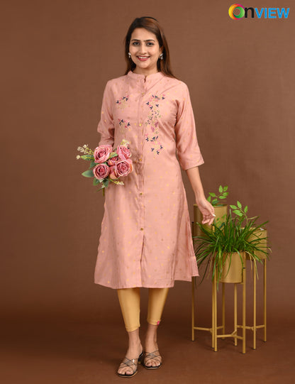 ONVIEW | 1680 | SILK A LINE SIDE OPEN WITH EMBROIDERY