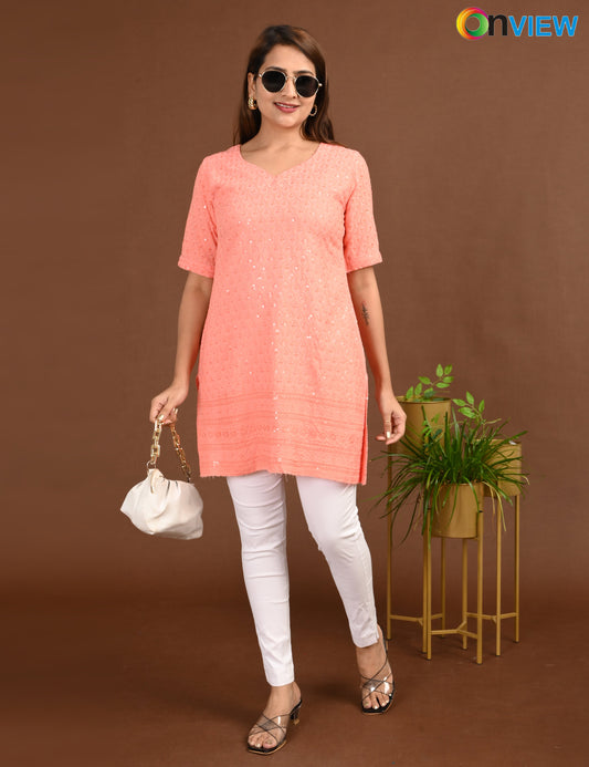 ONVIEW | 1720 | CHIKANKARI SHORT TOP