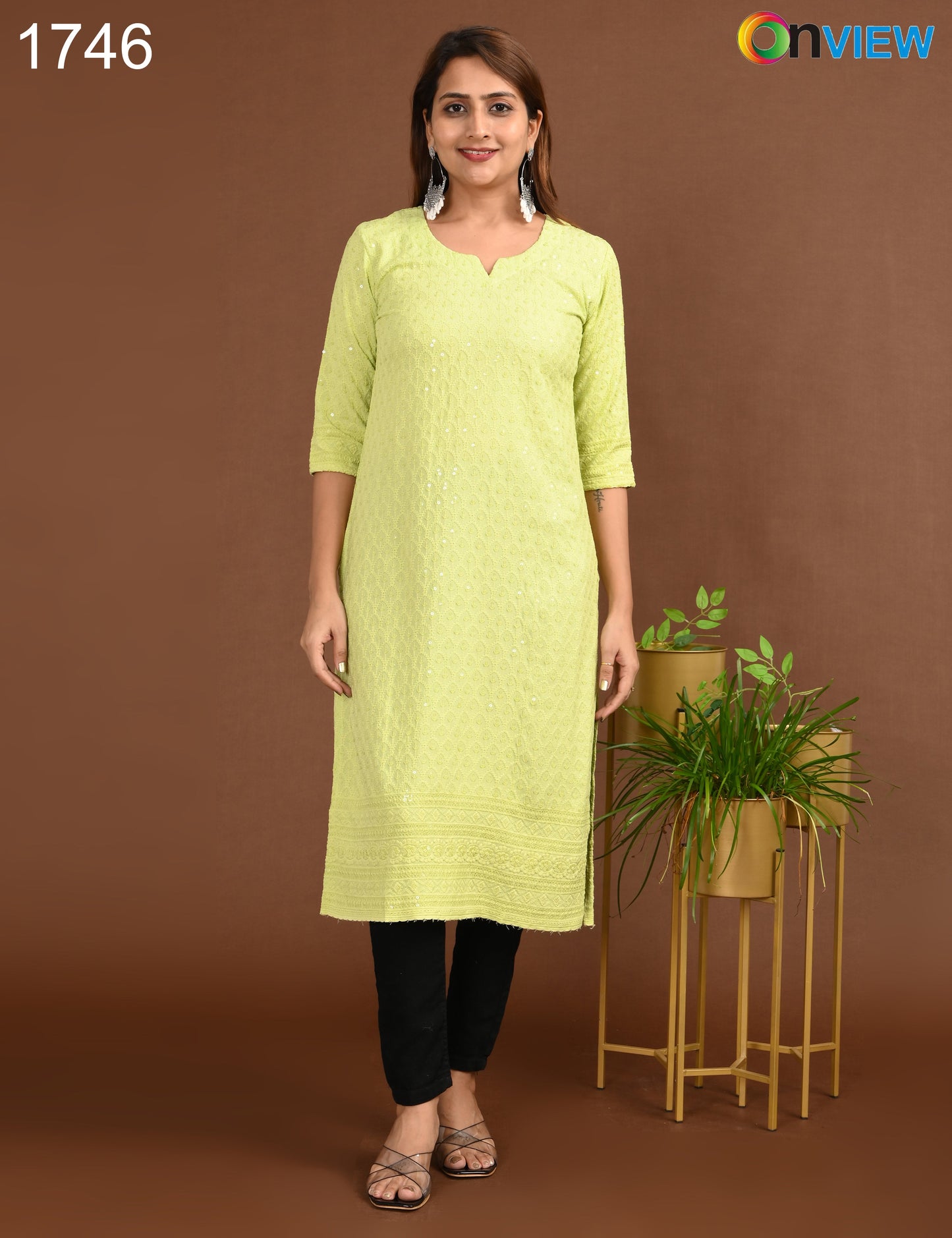 ONVIEW | 1746 | CHIKANKARI DESIGN NECK