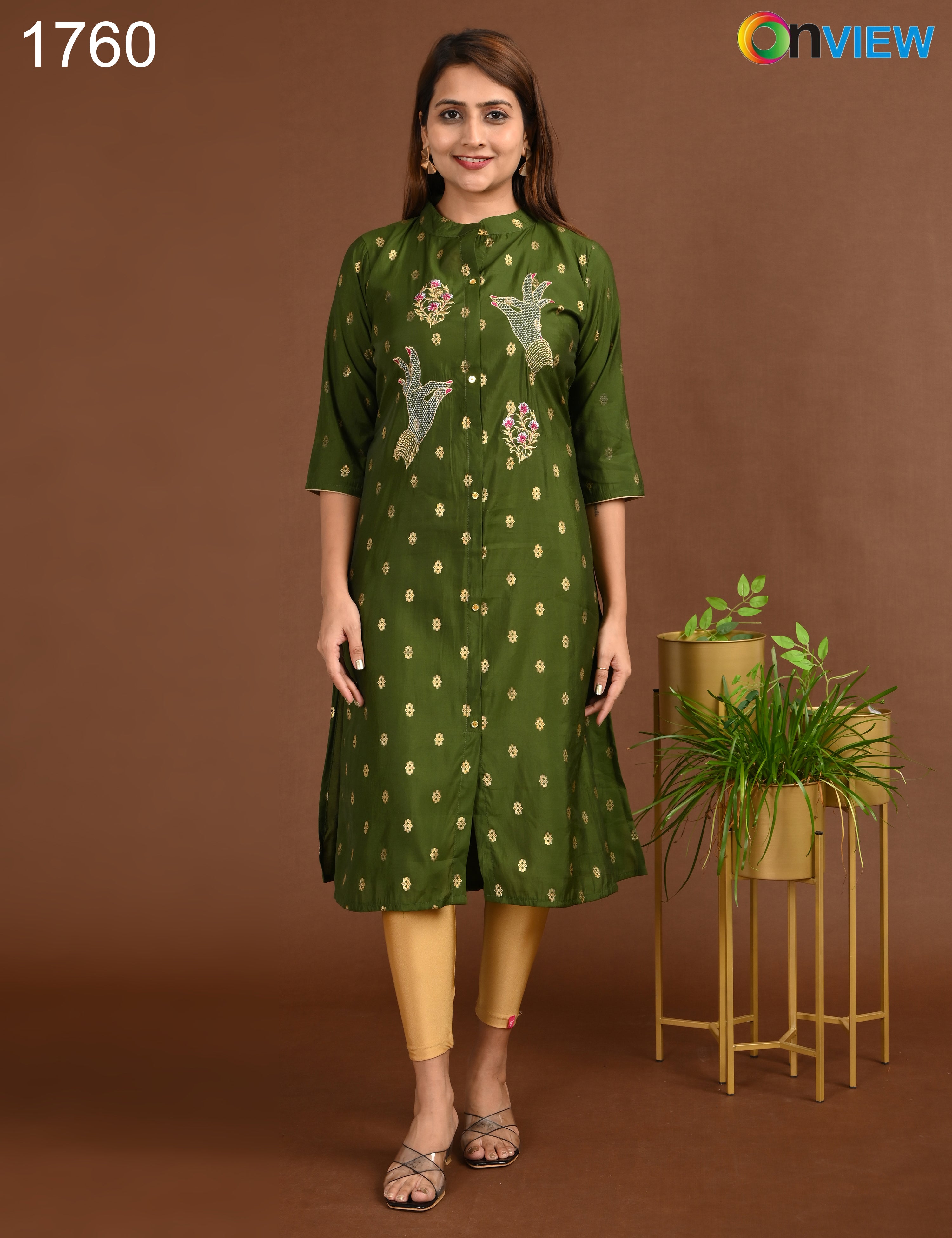 ONVIEW | 1760 | SILK A LINE SIDE OPEN WITH EMBROIDERY