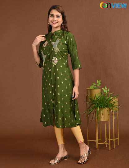 ONVIEW | 1760 | SILK A LINE SIDE OPEN WITH EMBROIDERY