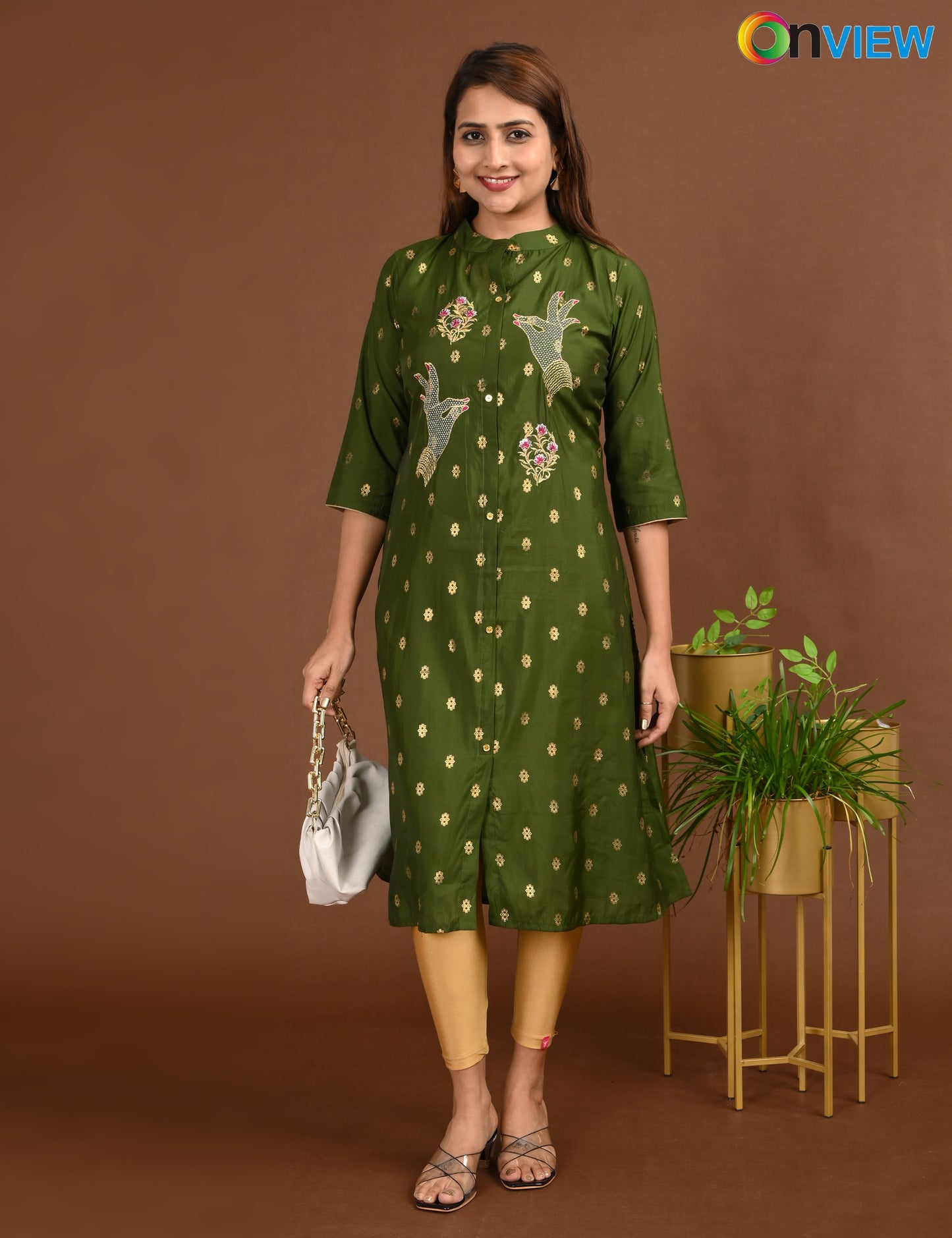 ONVIEW | 1760 | SILK A LINE SIDE OPEN WITH EMBROIDERY